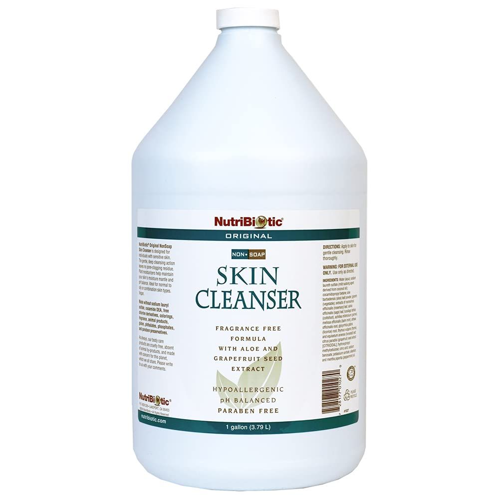 NutriBiotic Original Non-Soap Skin Cleanser, 1 Gallon | Fragrance Free with GSE | pH Balanced, Hypoallergenic &amp; Biodegradable | Free of Parabens, Fragrance, Phosphates, SLS, Dyes, &amp; Colorings