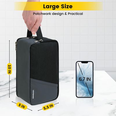 Vorspack Travel Toiletry Bag - Large Toiletry Bag for Men Water Resistant Skincare Bag Dopp Kit for Bathroom Toiletries Accessories Gifts - Black