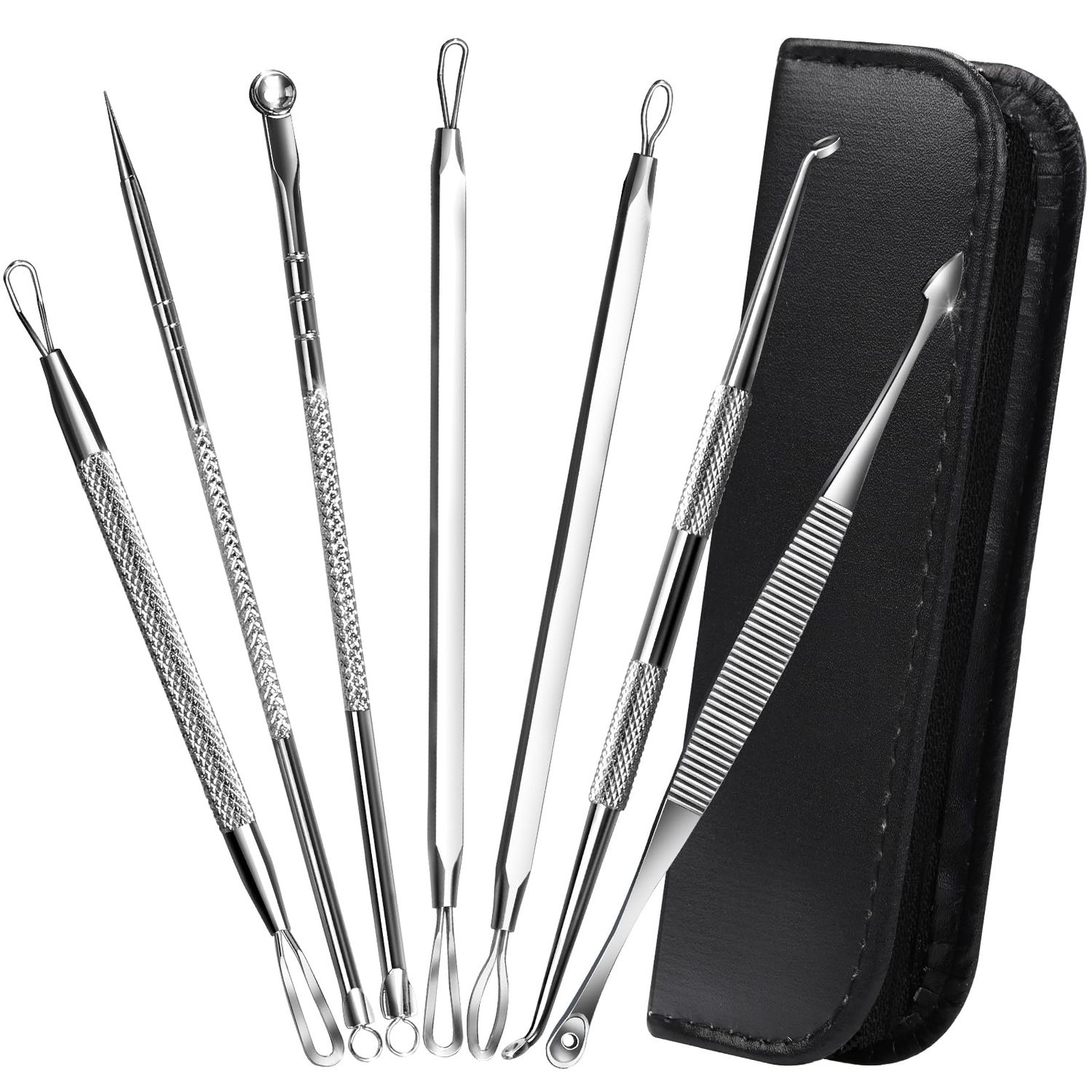 Teenitor 7 in 1 Pimple Popper Tool Kit Blackhead Remover Tools Blackhead Extractor, Pimple Extractor Pimple Popper Tool Zit Popper Tool Acne Tools Comedone Extractor Black Head Remover for Face