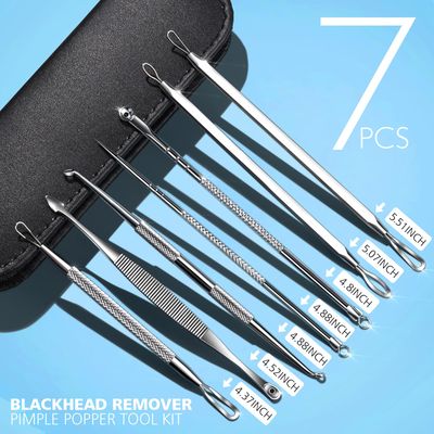 Teenitor 7 in 1 Pimple Popper Tool Kit Blackhead Remover Tools Blackhead Extractor, Pimple Extractor Pimple Popper Tool Zit Popper Tool Acne Tools Comedone Extractor Black Head Remover for Face