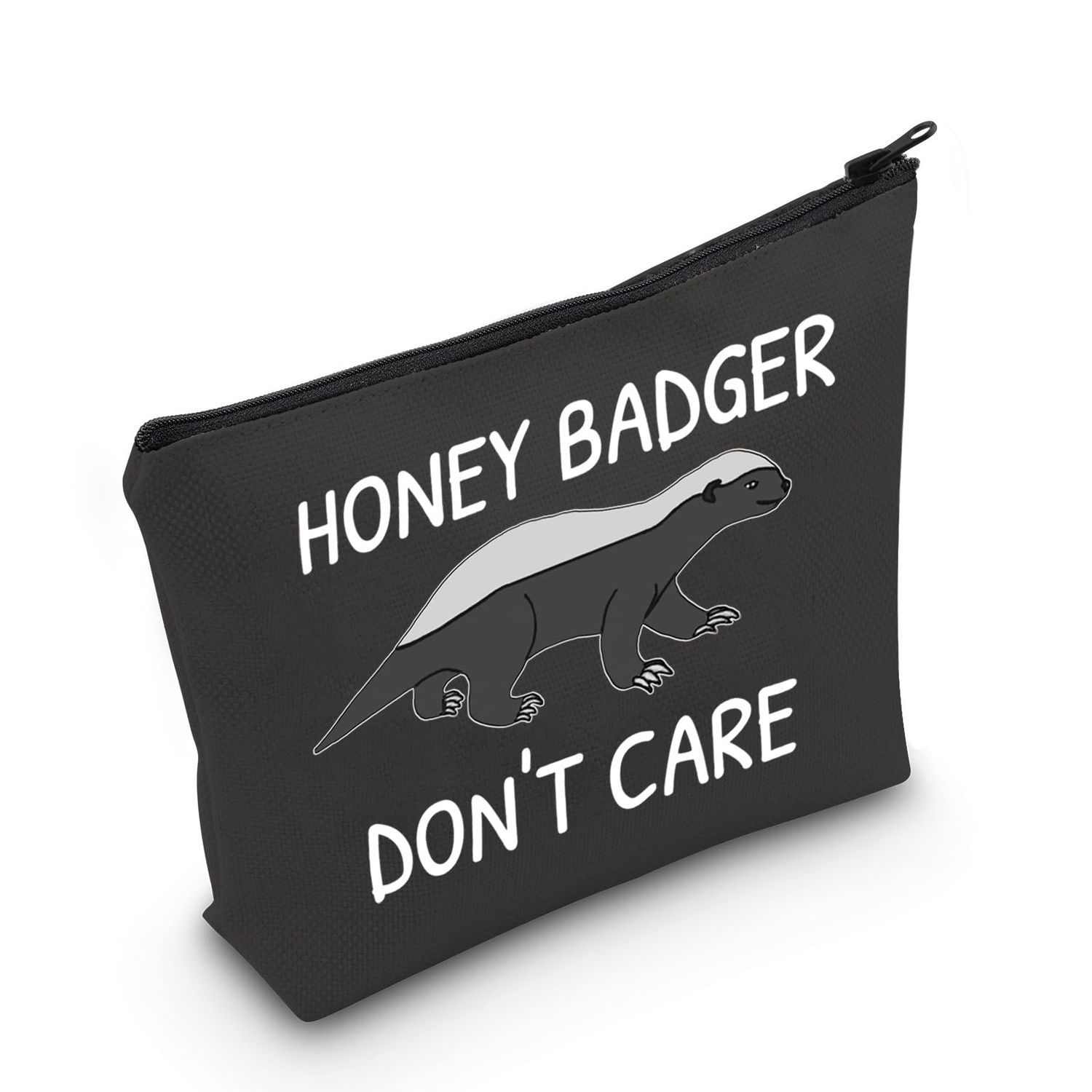 LEVLO Funny Honey Badger Lovers Gifts Honey Badger Don&#39;t Care Makeup Bags Wild Animals Travel Case (Badger Don&#39;t Care-black)