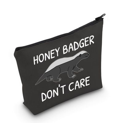 LEVLO Funny Honey Badger Lovers Gifts Honey Badger Don&#39;t Care Makeup Bags Wild Animals Travel Case (Badger Don&#39;t Care-black)