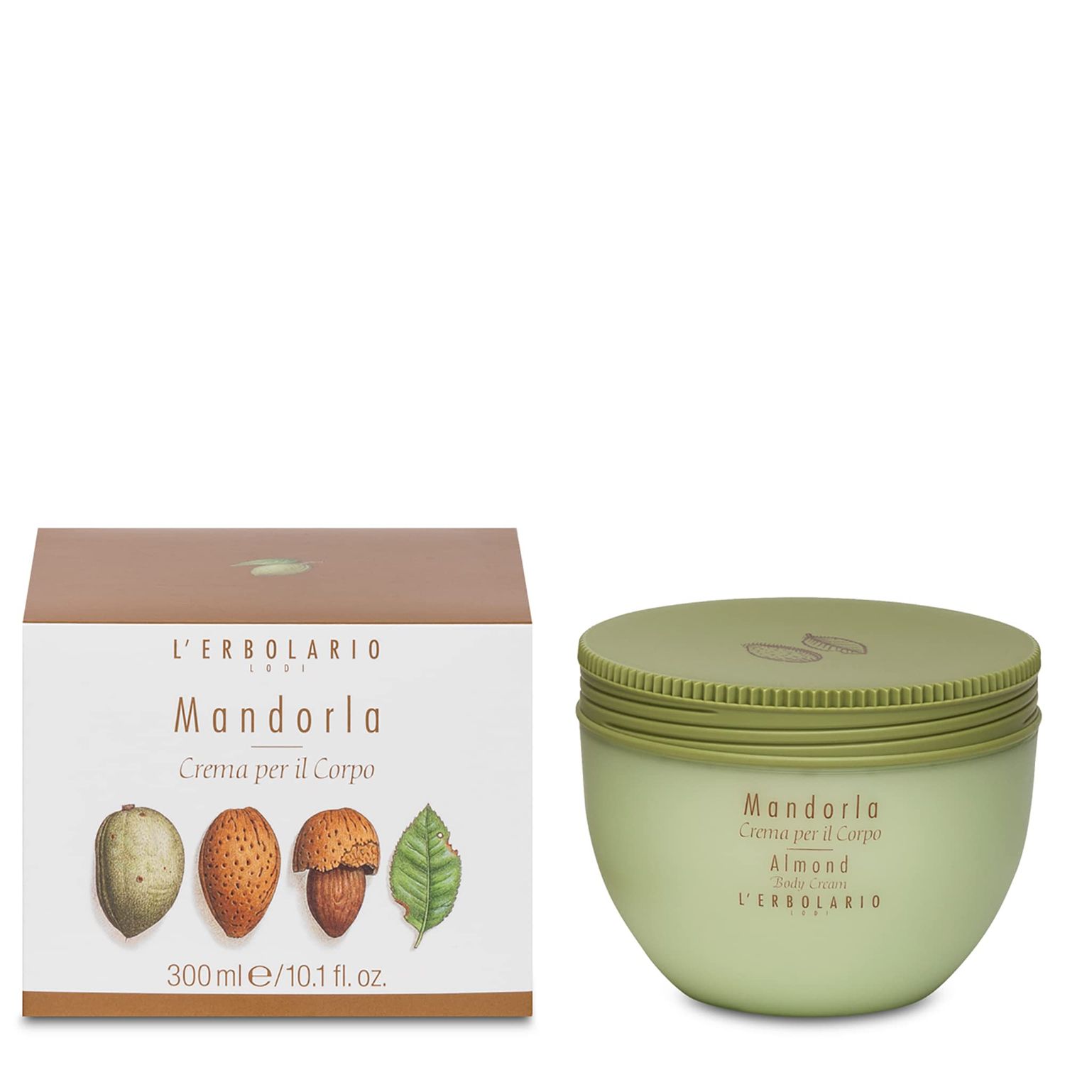 L&#39;Erbolario Almond Body Cream - Hydrating Body Cream with Almond, Shea Butter, and Cocoa Butter - Nourishing Skin Care - Cocoa Almond Scent - 10.1 oz
