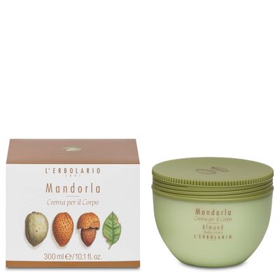 L&#39;Erbolario Almond Body Cream - Hydrating Body Cream with Almond, Shea Butter, and Cocoa Butter - Nourishing Skin Care - Cocoa Almond Scent - 10.1 oz