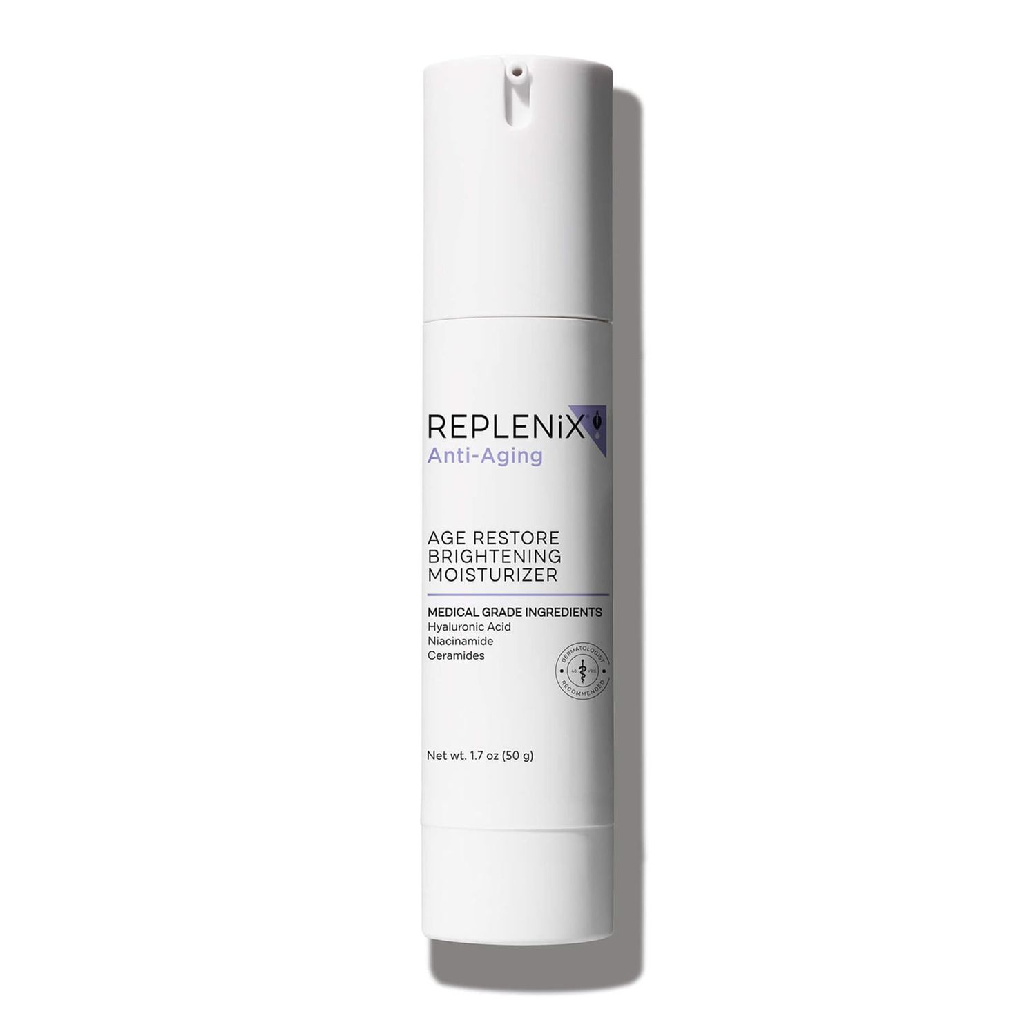 Replenix Age Restore Brightening Face Moisturizer with Hyaluronic Acid, Niacinamide &amp; Ceramides, Medical-Grade Oil-Free Facial Cream for Mature Skin (1.7 oz)