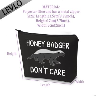 LEVLO Funny Honey Badger Lovers Gifts Honey Badger Don't Care Makeup Bags Wild Animals Travel Case (Badger Don't Care-black)