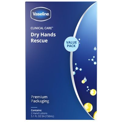 Vaseline Hand Cream, Clinical Care Dry Hands Rescue - Fragrance-Free Hand Lotion for Extremely Dry Skin Petroleum Jelly, Glycerin &amp; Pro-Lipids, 5.1 Oz Ea (Pack of 2)