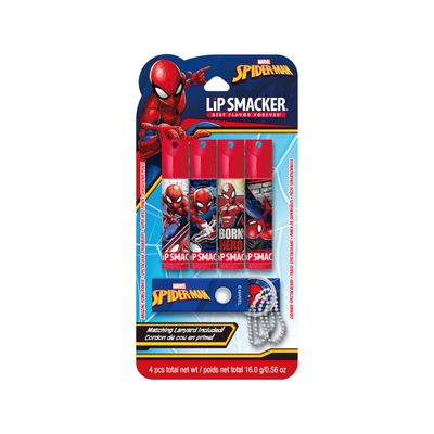 Lip Smacker Lip Balm &amp; Lanyard Duo - Flavored Moisturizing, Smoothing Soft Shine, Hydrating &amp; Protecting Fun Tasty Flavors, Cruelty-Free &amp; Vegan - Spiderman