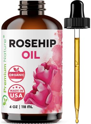 Premium Nature Rosehip Oil For Face Oil for Women, Rosehip Seed Oil Pure Cold Pressed Unrefined Oil For Hair and Nails Skin Care Moisturizer, Rose Hips Face Oils and Serums 4oz