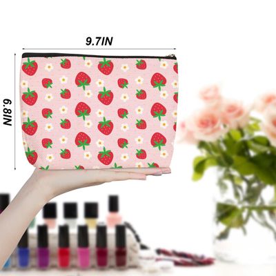Strawberry Pattern Makeup Bag Waterproof Cosmetic Travel Bag Pouch for Women Best Friend Coworker Sister BFF Bride Daughter Girl Funny Skincare Bag for Friendship Christmas Birthday Mothers Day