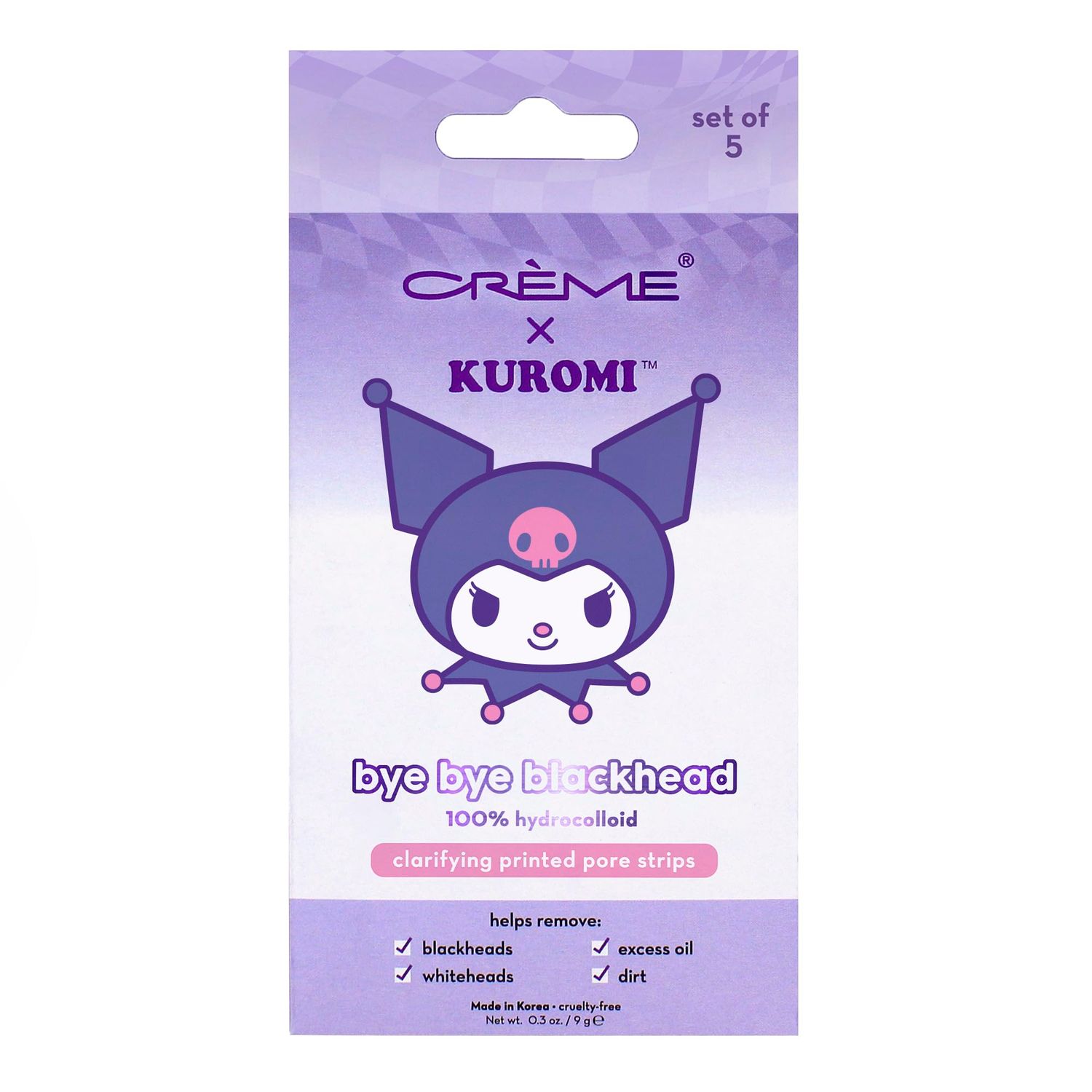 The Crme Shop Kuromi Bye Bye Blackhead Printed Pore Strips | Nose Pore &amp; Blackhead Strips | Pore Cleaner Blackhead Remover for Face | Blackhead Remover for Nose (Pack of 5)