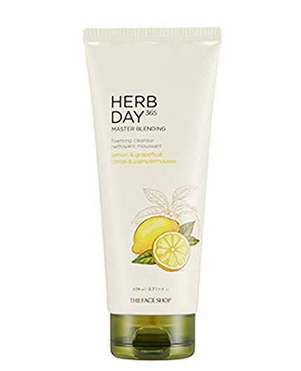The Face Shop Herb Day 365 Master Blending Cleansing Foam Lemon &amp; Grapefruit | Dead Cells &amp; Makeup Residues Removal with Refreshing Sensation | Skin Residues Removal &amp; Naturally Derived, 5.7 Fl Oz