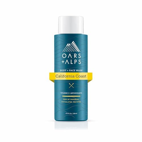 Oars + Alps Men's Moisturizing Body and Face Wash, Skin Care Infused with Vitamin E and Antioxidants, Sulfate Free, California Coast, 1 Pack