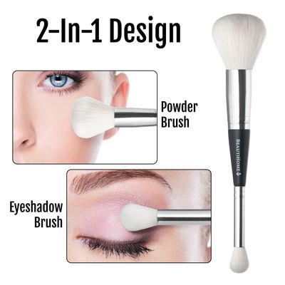 Makeup Brush 2 in 1 Eye Blending Foundation Powder Concealer Brush Dual Ended Makeup Brush Brush for Cheeks and Eye Shadow Bronzer Brush Vegan Corn Hair Fiber Bristles