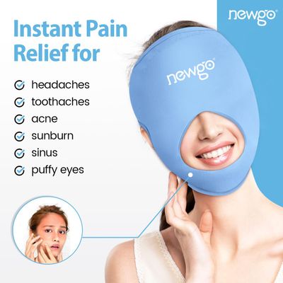 NEWGO Face Eyes Mask Reusable Gel Ice Cold Pack,Skin-Friendly Heat Cooling Therapy Full Facial Gel Sleep Mask for Puffy Eyes Face Redness Skincare, Migraine Stress Surgery Allergy Swelling Pain Relief
