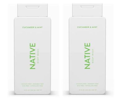 Native Body Wash Contains Naturally Derived Ingredients | For Women &amp; Men, Sulfate, Paraben, &amp; Dye Free Leaving Skin Soft and Hydrated | Cucumber &amp; Mint 18 oz - 2 Pk