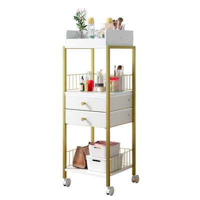 Makeup Organizer Cart Shelf Floor Skincare Organizers Make Up and Station Storage Cabinet For Vanity Standing Cosmetics With Drawers and Wheels For Nail Polish Perfume Hair Tool Holder Beauty(Gold)