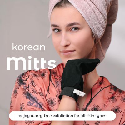 MainBasics Korean Exfoliating Mitts - Deep Exfoliating Gloves for Dead Skin, Spray Tan Prep, Keratosis Pilaris, and Body Scrub - 100% Viscose (1 Pair/2 Mitts)