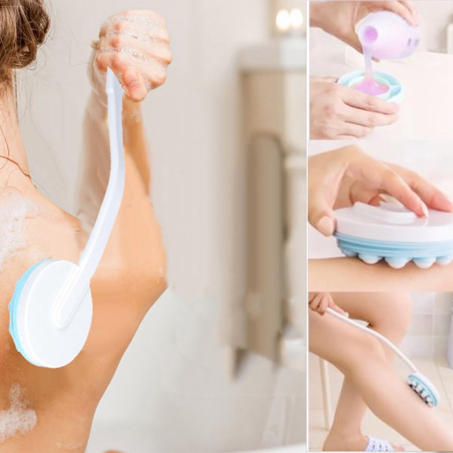 Lotion Applicators for Back, Collapsible Self Cream Back Lotion Applicator Sunscreen Self Tanner Body Leg Bath Brush Massager Massaging Tool
