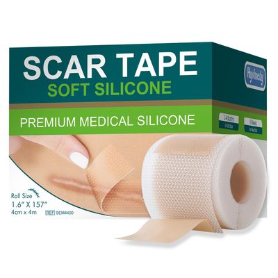 Medical Grade Silicone Scar Tape for Surgical Scars (1.6" x 157" - 4M) Professional Silicone Scar Sheets Scar Treatment for Face Wrinkles, C Section Recovery, Keloid Bump Removal Silicone Scar Patches Medical Grade Silicone Scar Tape for Surgical Scars (1.6" x 157" - 4M) Professional Silicone Scar Sheets Scar Treatment for Face Wrinkles, C Section Recovery, Keloid Bump Removal Silicone Scar Patches