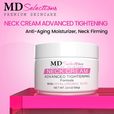 MD Selections Neck Cream with Hyaluronic Acid - Anti Ageing Neck Firming Cream, Advanced Tightening Cream to Reduce Chin, Chest Area, Neck Lines, and Dcollet for Youthful Skin, 2 Oz