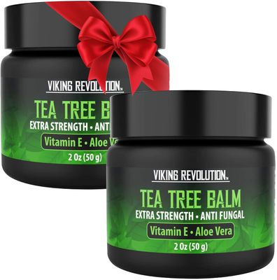 Viking Revolution Tea Tree Oil Cream - Super Balm Athletes Foot Cream - for Eczema, Jock Itch, Ringworm, Nail Treatment - Soothing Skin Moisturizer for Itchy, Scaly, Cracked Skin, 2 Ounce (Pack of 2)