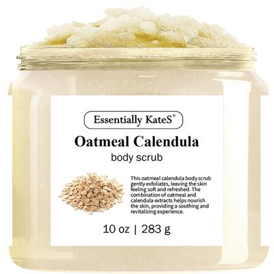 Oatmeal + Calendula Body &amp; Foot Scrub 10 oz - Very Gentle, and Perfect for Sensitive Skin, for a complete spa-like experience - The best stocking stuffer.