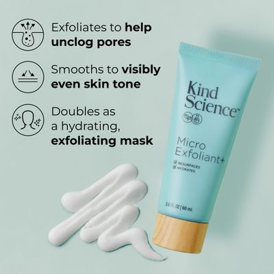 Kind Science by Ellen DeGeneres Micro Exfoliant Face Scrub - Exfoliating Face Wash + Facial Mask with AHA to Smooth &amp; Hydrate Skin - Paraben Free &amp; Fragrance Free, 2 oz