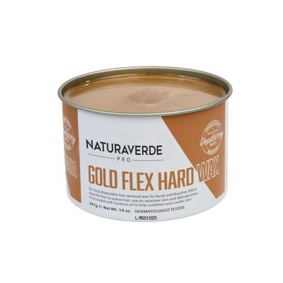 NaturaverdePro Gold Flex Hard Wax, Body and Facial Hair Removal, Brazilian Bikini Wax for Women with Soothing Coconut Oil - 14 oz