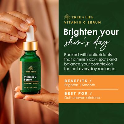 Tree of Life Beauty Vitamin C Skin Care Set, Skin Brightening Face Oil for Dark and Age Spots, Facial Serums for Dry and Sensitive Skin with Hyaluronic Acid &amp; Vitamin E for Soft Smooth Skin, 1 Fl Oz
