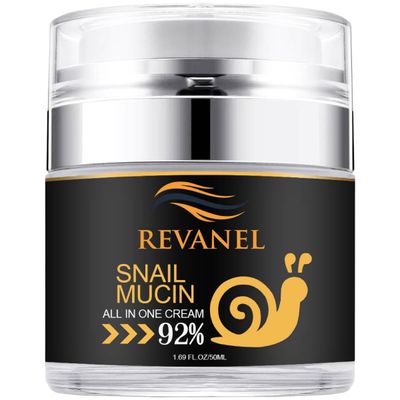 REVANEL Snail Mucin 92% All-in-One Repairing Cream, 50ml Ultimate Moisturizer for All Skin Types, Korean Skincare Product for Hydrating &amp; Healing with No Parabens &amp; Cruelty-Free.