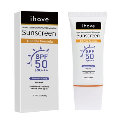 iHave Face Sunscreen, Travel Size SPF 50 Sunscreen with Broad Spectrum UVA UVB Protection, Oil-Free Fast-Absorbing Sunblock for All Skin