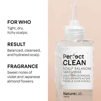 NATURELAB. TOKYO Perfect Clean Scalp Balancing Sake Rinse: Removing Product Build-Up and Impurities for Optimal Scalp Health | 7 FL OZ / 200 ML