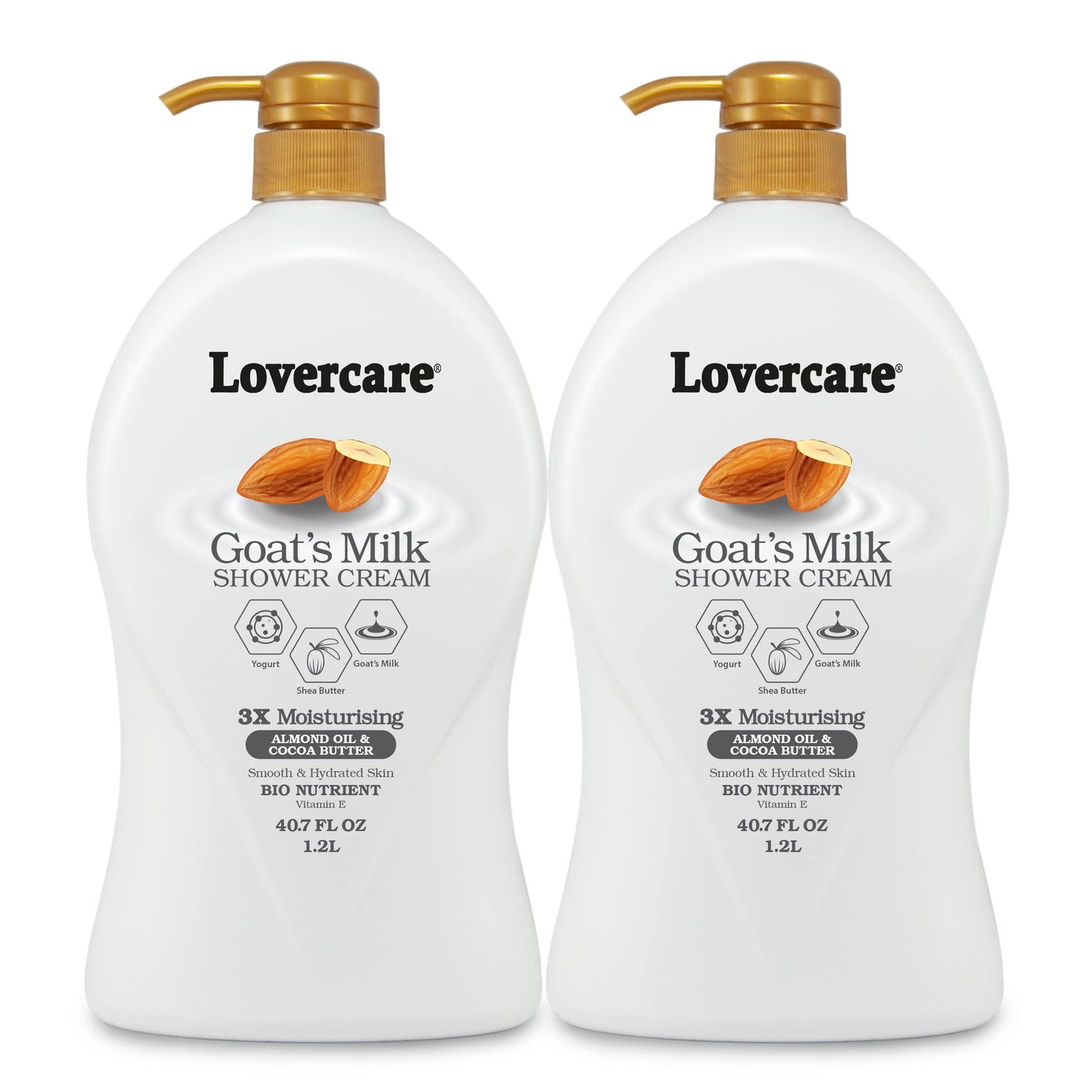 Lover&#39;s Care Goat&#39;s Milk Moisturizing Body Wash Shower Cream Almond Oil &amp; Cocoa Butter 40.7 Fl.Oz - 2-pack