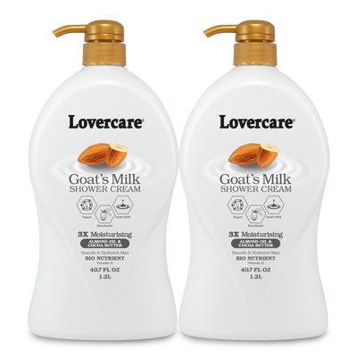 Lover&#39;s Care Goat&#39;s Milk Moisturizing Body Wash Shower Cream Almond Oil &amp; Cocoa Butter 40.7 Fl.Oz - 2-pack