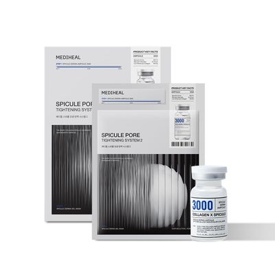 Mediheal Collagen Spicule Pore Care System 10 pcs - Serum &amp; Gel Mask Set. 3,000 ppm Purity Spicule &amp; Micro Collagen Included. 2-Step Pore Care System with Spicule Collagen Ampoule &amp; Collagen Gel Mask
