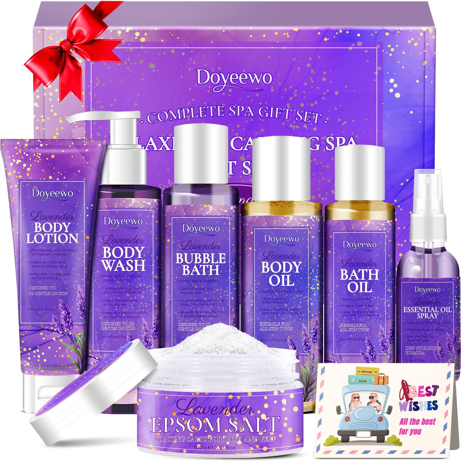 Spa Gifts for Women,Christmas Gifts for Women,Womens Gifts for Christmas,Lavender Bath Spa Set for Relaxation &amp; Stress Relief,Relaxing Spa Gift Baskets for Women,Stocking Stuffers for Adults Women Mom