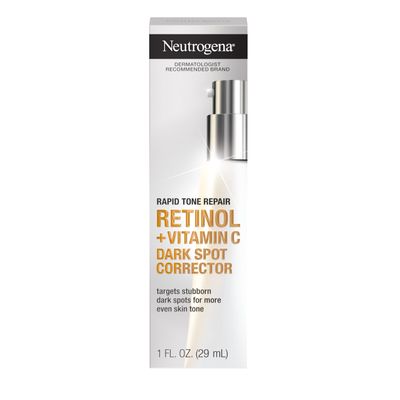 Neutrogena Rapid Tone Repair Retinol + Vitamin C Dark Spot Corrector Face Serum, Daily Anti-Wrinkle Dark Spot Corrector to Brighten &amp; Even Tone, Mineral-Oil &amp; Dye-Free, White, 1 oz
