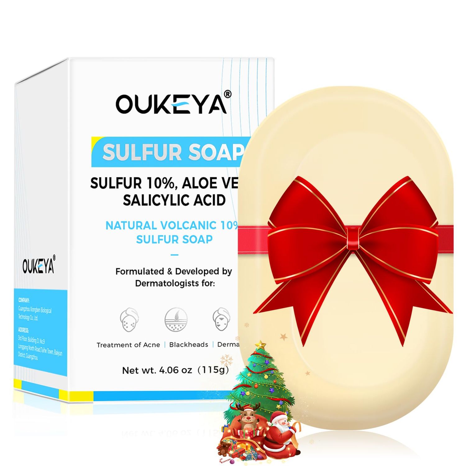 OUKEYA Sulfur Soap Treatment For Face, Sulfur Soap For Acne Pharmaceutical Grade Dermatologists With Sulfur 10%, 2% Salicylic Acid, Goat Milk, Tea Tree, Hyaluronic Acid, Aloe
