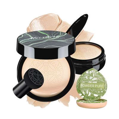 Mushroom Head Air Cushion CC Cream - BB Cream Face Makeup Foundation with Power Puff for Mature Skin Moisturizing Concealer Brighten Long-Lasting, Even Skin Tone for All Skin Types (Ivory)