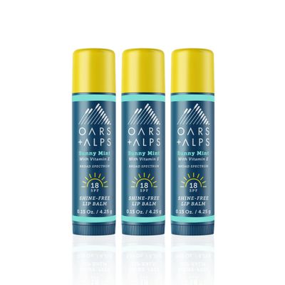 Oars + Alps Shine Free Lip Balm and SPF 18 Sunscreen, Lip Care with Sunny Mint Scent, Water and Sweat Resistant, 0.15 Oz Each, 3 Pack