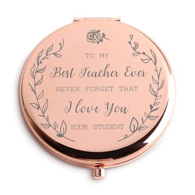 Java Wood Teacher Gifts for Women Best Teacher Ever Rose Gold Travel Makeup Mirror Thank You for Helping me Grow Mentor Giftend of Year Teachers Retirement Birthday Appreciation from Student