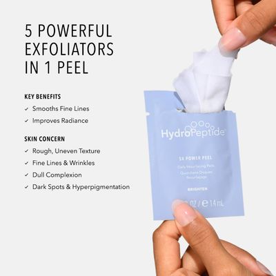 HydroPeptide 5X Power Peel, Daily Resurfacing Pads, Smooth Away Appearance of Wrinkles and Fine Lines, Better Skin, 4 Ounce