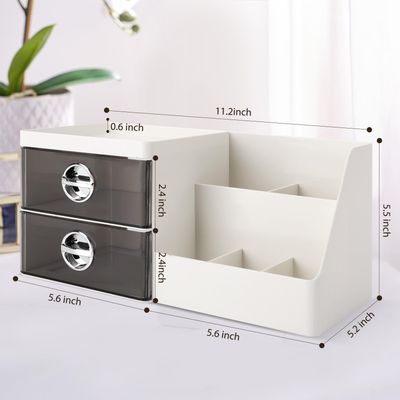 Makeup Organizer with Clear Drawers,Plastic Skincare Organizers for Vanity,Large Capacity Makeup Organizer Countertop for Cosmetics, Skincare,Office Stationery (Gray Drawer)