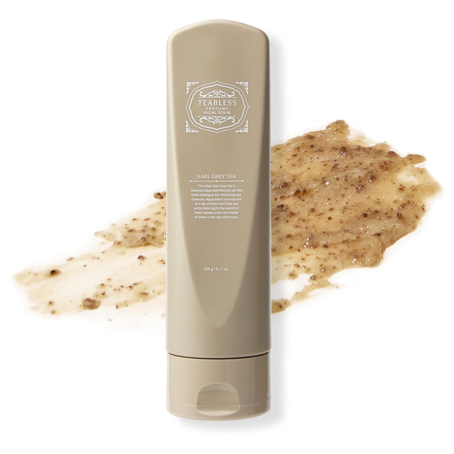 TEABLESS Earl Grey Tea Perfumed Facial Scrub, Transforming scrub, Gentle Daily Scrub &amp; Cleanser for Exfoliation, blackheads &amp; pore care, Greenery aqua Scent, Vegan
