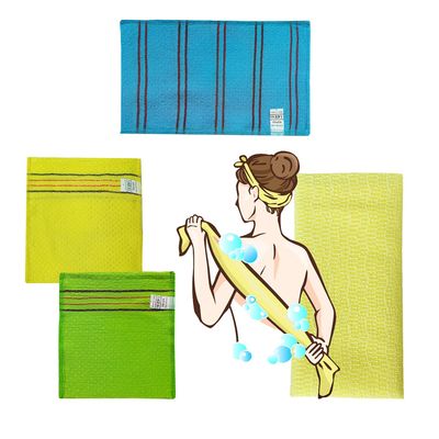 NOPIGO Exfoliating Bath Washcloth Mitt for Remove Dead Skin.Loofah Sponge, Korean &amp; Japanse &amp; African Net Sponge Rag. Back Scrubber Washer for Use in Shower Bath(Variety Pack 4)