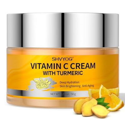 Vitamin C Face Moisturizer, Turmeric Vitamin C Face Cream, Anti-aging Hydration Skin Firming &amp; Brightening Cream for Dark Spots, Wrinkles, Uneven Skin Tone, Vitamin C Lotion for Instant Glow, 1.76 OZ