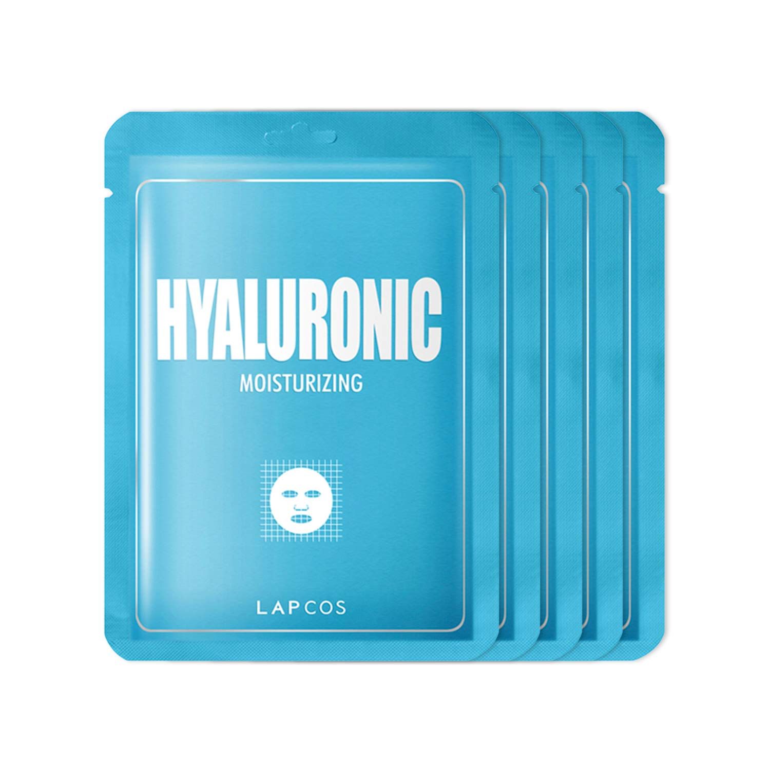LAPCOS Hyaluronic Acid Sheet Mask, Daily Hydrating Face Mask, Protects &amp; Nourishes Skin, Korean Beauty Favorite, 5-Pack