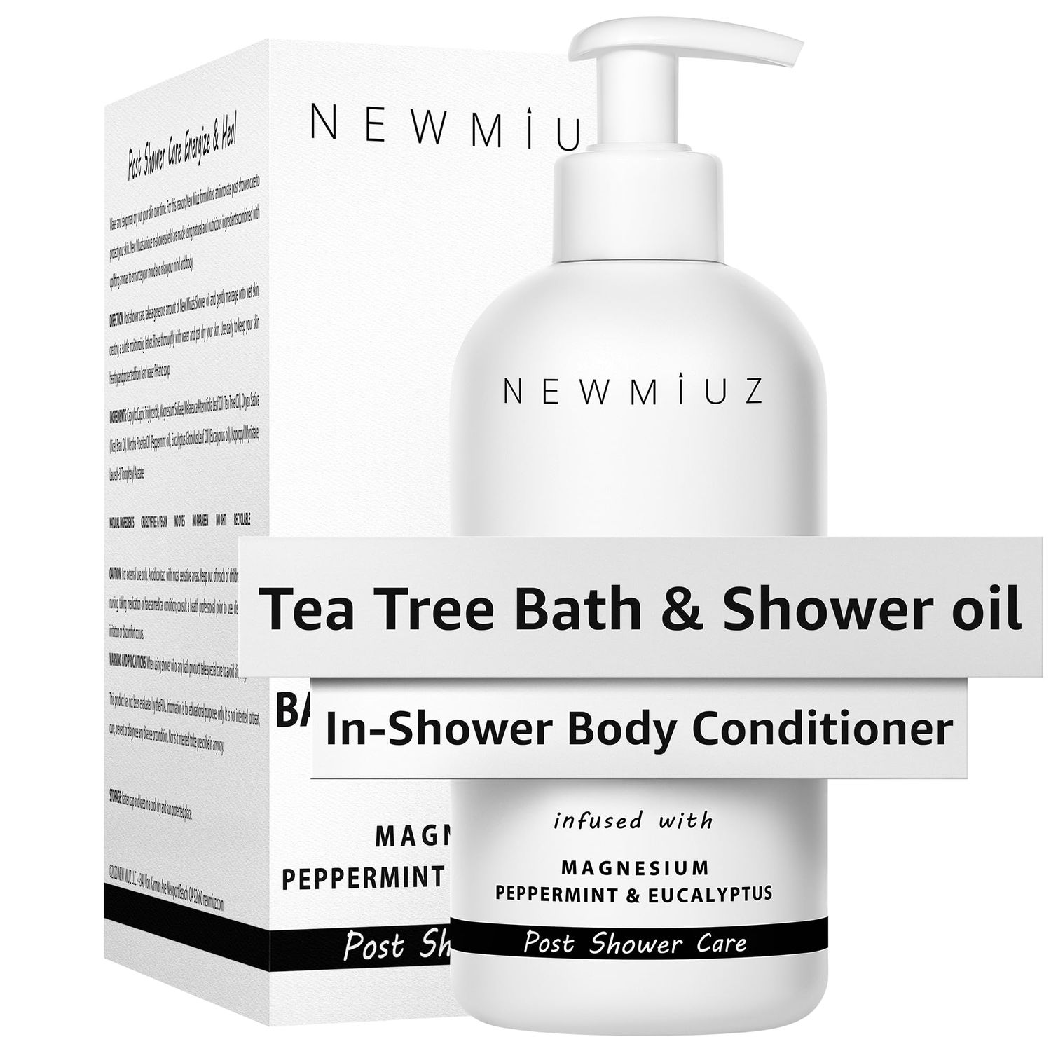In-Shower Body Conditioner Soft Skin Post Shower Care Wet Skin Moisturizer for Body &amp; Legs 2 in 1 Bath Oil &amp; Shower Oil Sore Muscles Recovery Peppermint Magnesium Tea Tree Spa Self Care Spa Gift