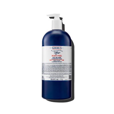 Kiehl&#39;s Body Fuel All-in-One Energizing Body Wash &amp; Shampoo for Men, with Menthol, Caffeine, Vitamin E &amp; Vitamin C, Gently Removes Excess Oil, Sweat &amp; Impurities, for Men&#39;s Skin and Hair - 33.8 fl oz
